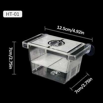 1/2 Fish Breeding Box - Aquarium Breeder Box, Fish Acclimation Box with 2 Suction Cups | Easily Install Fish Isolation Box, Acrylic Aquarium Hatchery Incubator for Baby Fishes Shrimp Betta Guppy - size: S