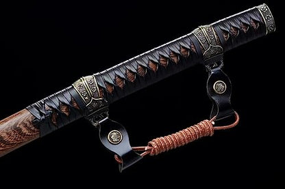 41'' Clay Tempered Folded Steel Tachi Sharp Japanese Samurai Katana Sword Rosewood Scabbard