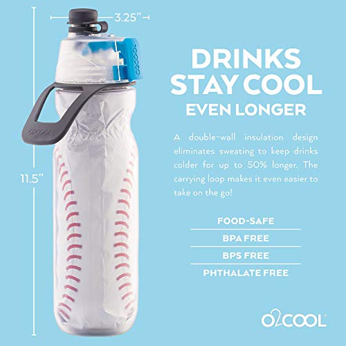 O2COOL Mist N Sip 20 oz Misting Sports Water Bottle 2-Pack Baseball - color: Baseball, style: Baseball
