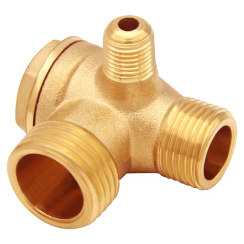 Solid Brass 3-Port Air Compressor Check Valve G1/8" x G3/8" x G1/2" Male Threaded Tube Connector Non-Return Valve