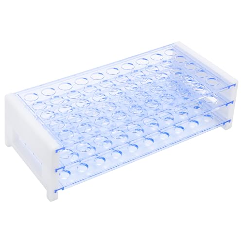50-Place Test Tube Rack for 13mm O.D. Tubes, Sturdy Plastic Lab Organizer