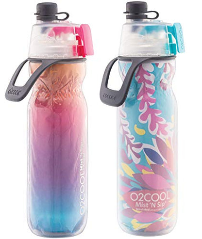 O2COOL Mist N Sip 20 oz Misting Sports Water Bottle 2-Pack Ombre
