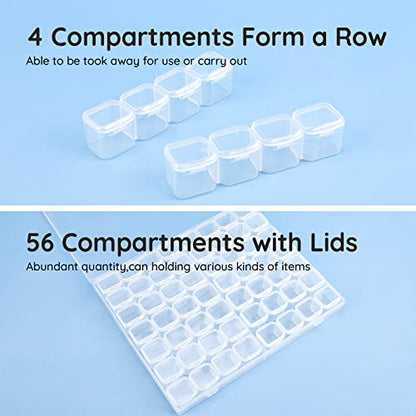 Segbeauty 56 Grids Clear Plastic Organizer Box, Gem Jewelry Storage Container with Dividers, Bead Organizer Earrings Storage Box Seeds Craft Organizers Screw Tool Boxes for Small Parts
