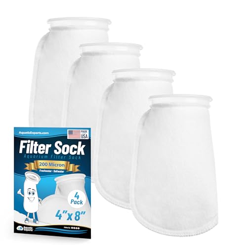 Aquatic Experts Felt Filter Socks – 4 Inch Ring Style, 200 Micron Aquarium Filter Sock for Sumps & Aquariums (4" x 8", 4 Pack) - size: 4 pack