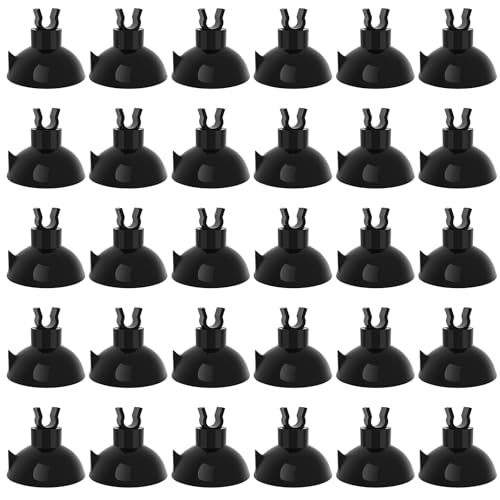 Pawfly Aquarium Suction Cup Clips for Standard 3/16" ID Airline Tubing Black Air Hose Holder Clamp Accessories for Fish Tank Aeration Setup, 30 Pack