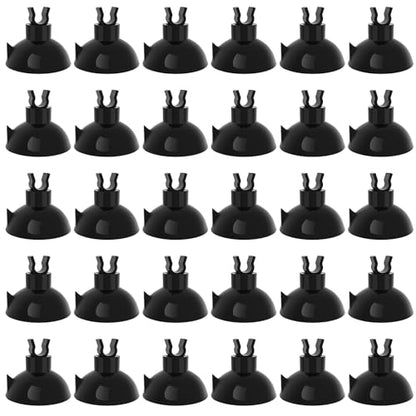 Pawfly Aquarium Suction Cup Clips for Standard 3/16" ID Airline Tubing Black Air Hose Holder Clamp Accessories for Fish Tank Aeration Setup, 30 Pack