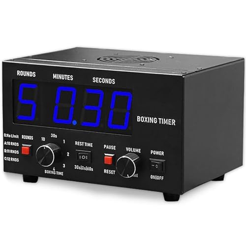 Classic Boxing Interval Timer,Professional Gymnastics Timer with LED Display,1 to12 Challenge Rounds and Adjustable Buzzer,Interval Timer for Workout/Gym Timer/Boxing Equipment Blue - color: Blue