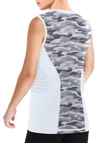 Roadbox Youth Baseball Chest Protector Padded Compression Shirt Heart Guard - color: 06 White+Light Grey Camo, size: X-Small