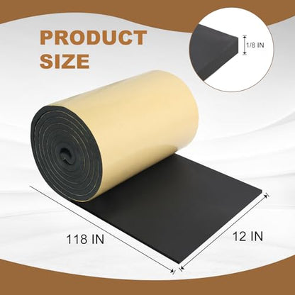 Eunice Sponge Neoprene Foam Sheet with Adhesive, 12 in x 118 in x 1/8 in Foam Rubber Roll Cut to Multiple Dimensions, High Density Rubber Padding for Shock Pad, DIY, Crafts - size: 12 in x 118 in x 1/8 in