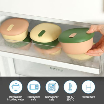 Silicone Food Containers,12oz 350ml 3Pcs 1SET, BPA Free Premium Silicone with Steamhole Lid, Dishwasher,Microwave and Freezer Safe,Semi-persistent Use,Food Grade, FDA