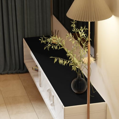 Faux Leather Table Cover,1.8mm Thick,12x78 Inch Desk Cover,Dresser Cover Top,Dresser Protector Top,Dresser Cover,End Table Cover.(Black+Black,12x78) - color: Black+black, size: 12×78inch