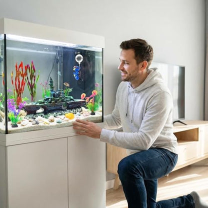 Aquarium Accessories - Resin Sunken Warship Ornament Set, Fish Castle | Betta Fish Hideout Cave, 10 Artificial Aquatic Plants, 30-40 Seashells, 1 Floating Diver, Fish Tank Shipwreck Accessories