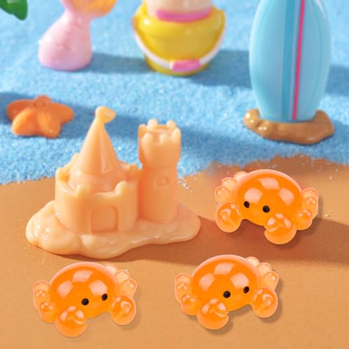 24Pcs Cute Mini Resin Crabs Glow in The Dark Crab Figurines Bulk for Crafts Marine Animal Decor for Moss Landscapes DIY Projects Desktop Ornaments