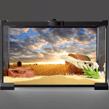 AWERT 36x18 inchesReptile Habitat Background Blue Sky White Clouds Sunset Grass Stacks and Wheat Fields Fish Tank Climbing Pet Background Nature Art Terrarium Background
