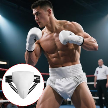 QINGFAN Man Taekwondo Groin Guard Abdominal Crotch Protector Art Groin Protector for Boxing Training - size: Small