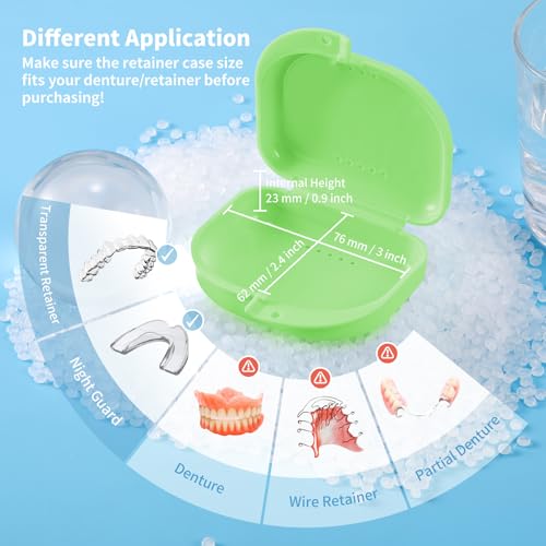 Annhua Denture Holder Retainer Case for Orthodontic Mouthpiece, Clear Aligner Mouthguard Storage Box with Vent Holes Green - Light & Small, Easy to Use and Carry - color: green