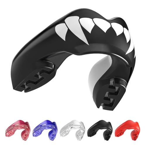 SAFEJAWZ Fangz Mouth Guard for Braces, One Size Mouthguard with Case | One Size, Ortho Mouthguard, Easy Fit Remoldable, Boxing, Football, Wrestling, MMA, Hockey, Contact Sports - color: Fangz