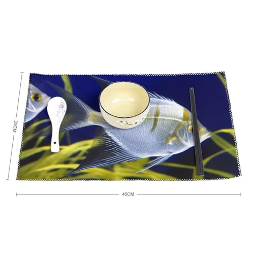 Placemat Set of 4 Washable Place Mats Heat Resistant Aquarium Angelfish Table Mats for Kitchen Non-Slip Placemats Wipeable Desktop Protection Mat for Dining Table, 30x45cm - color: Aquarium Angelfish