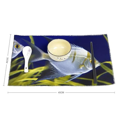 Placemat Set of 4 Washable Place Mats Heat Resistant Aquarium Angelfish Table Mats for Kitchen Non-Slip Placemats Wipeable Desktop Protection Mat for Dining Table, 30x45cm - color: Aquarium Angelfish
