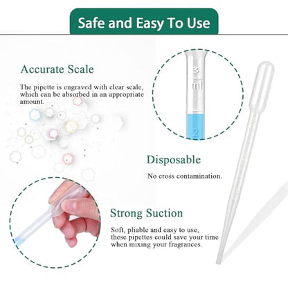 200PCS 3ml Disposable Plastic Transfer Pipettes, Calibrated Dropper Suitable for Science Laboratory, DIY Art - size: 3 ML