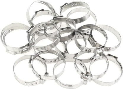 50Pcs 26.4mm-29.6mm （1inch）Single Ear Hose Clamp Hose Crimp Clamps Ear Crimp Rings Ear Stepless Hose Clamp Pinch Clamps for Hose Pipe Clamp Tools (1inch)