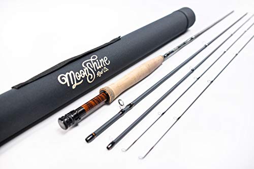 Moonshine Rod Company Fast Action Fly Fishing Rod – Carbon Fiber Graphite Rod with Zippered Travel Case – Drifter II, Vesper, Epiphany ESN, Outcast, Phantom & Rambler Series - 2WT up to 12WT Rods