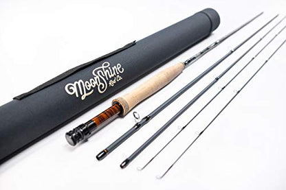 Moonshine Rod Company Fast Action Fly Fishing Rod – Carbon Fiber Graphite Rod with Zippered Travel Case – Drifter II, Vesper, Epiphany ESN, Outcast, Phantom & Rambler Series - 2WT up to 12WT Rods