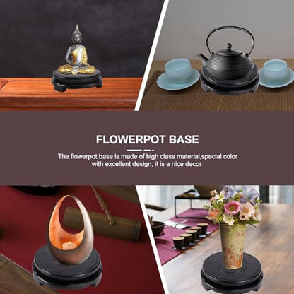 Cabilock Wooden Pedestal Chinese Display Stand Circular Wooden Vase Teapot Base Oriental Vase Stand Aquarium Table Decor Fish Bowl Display Pedestal s For - size: 10x10cm