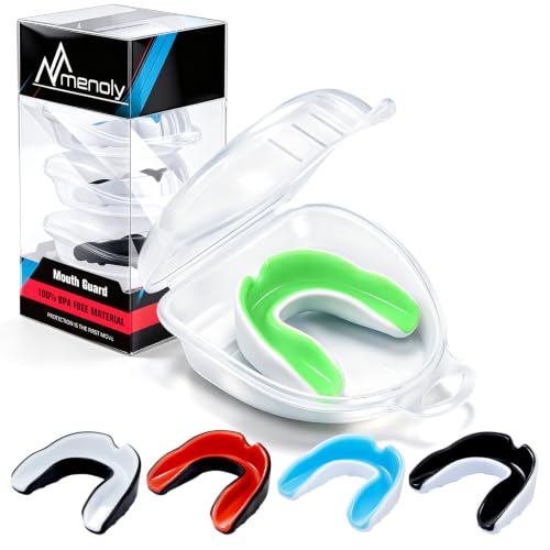MENOLY 5 Packs Kids Mouth Guard - BPA Free Toddler Mouth Guard for Boys Girls with Portable Case, Mouth Guard Football for Boxing, Basketball, Lacrosse, MMA, Hockey, Wrestling, Soccer - size: Small (Under 7 Year old)
