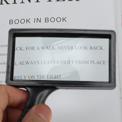 Generic 1 Pcs Magnifier Square Lens Magnifier with Handle 10X Plastic Glass Black 16x10.5x1.7cm
