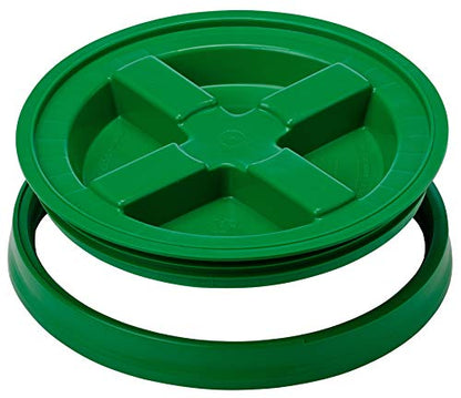 3.5 Gallon Food Grade Grey Bucket Pail with Green Screw on Air-Tight Lid (Pack of 4) BPA Free containers -Made in USA