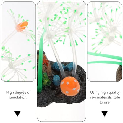 WOONEKY Artificial Silicone Aquarium Water Grass Fluorescent Greenery Fish Tank Decor Realistic Underwater Plant Landscape Prop for Freshwater Tanks