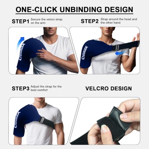 Shoulder Ice Pack Wrap for Rotator Cuff Cold Therapy Brace 2Pack - color: 2pcs Xlarge-blue