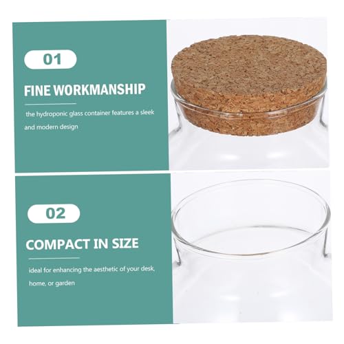 Luxshiny 2set Hydroponic Fish Bowls Glass Aquariums Cushion Cork Lid Stylish Terrarium Holders for Decoration Small for Betta Plants and Hydroponics