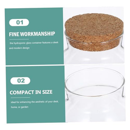 Luxshiny 2set Hydroponic Fish Bowls Glass Aquariums Cushion Cork Lid Stylish Terrarium Holders for Decoration Small for Betta Plants and Hydroponics