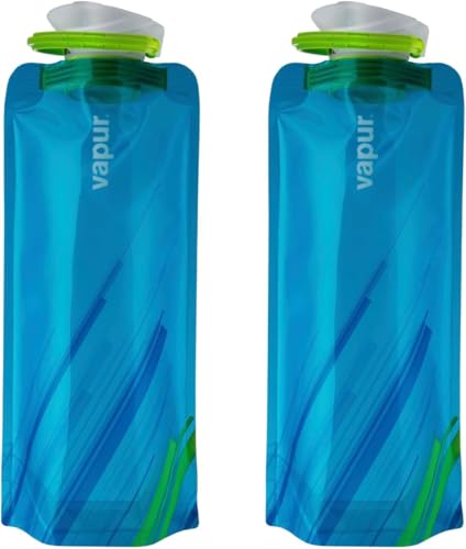 Vapur Collapsible Water Bottle With Carabiner, Compact Bottle Folds Flat For Hydration On The Go, Ideal for Traveling, Hiking or Camping, 34 Ounce, Water, Pack of 2 - color: Water, size: 34 Ounces