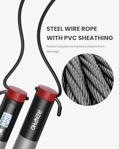 RENPHO Smart Cordless Jump Rope with Counter, App Data Tracking - color: B-Grey