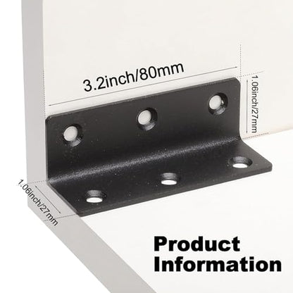 L Bracket, Heavy Duty Corner Brace, 4 Pack 3.2" Metal Shelf Bracket Angle Bracket for Shelves, Black Metal Braces for Wood Furniture - size: 3.2 Inch, style: Black 4 Pack