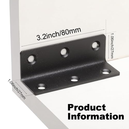L Bracket, Heavy Duty Corner Brace, 4 Pack 3.2" Metal Shelf Bracket Angle Bracket for Shelves, Black Metal Braces for Wood Furniture - size: 3.2 Inch, style: Black 4 Pack