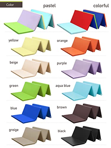 KaRaDaStyle Gymnastics Mat Folding Stretch Mats 75"x31"x1.2" Exercise Muscle Training Children Play Horizontal Bar Mat Yoga Sports Soundproof Home Use - color: Blue/5-fold