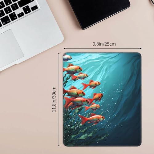 Mouse Pad with Stitched Edge Comfortable Mouse Mat with Non-Slip Rubber Base Gaming Mousepads Fish Aquarium Washable Mouse Pads for Computers Office Laptop 10 x12 inch