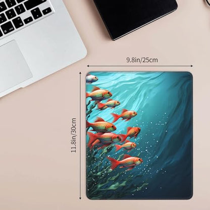 Mouse Pad with Stitched Edge Comfortable Mouse Mat with Non-Slip Rubber Base Gaming Mousepads Fish Aquarium Washable Mouse Pads for Computers Office Laptop 10 x12 inch