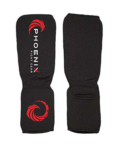 Sustain Shin Guard, Elastic Cloth Shin & Instep Padded Guards for Muay Thai Training, Sparring, MMA, Protective Kickboxing (Pair) - size: X-Large