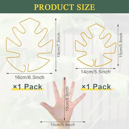 Plant Stem Support 2 Pack, Adjustable Metal Monstera Plant Support Small & Large, Unique Design Plant Supports for Indoor Plants Moss Pole Growth (Gold) - size: 5.5*5.9/1, 6.3*7.5/1