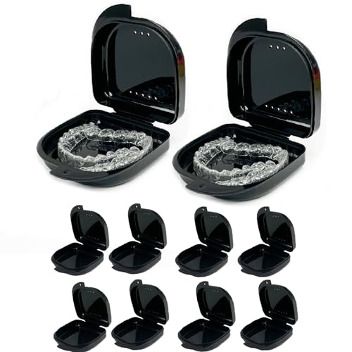 10 Pack Retainer Case,Dental Retainer Box with Vent Holes - color: Black