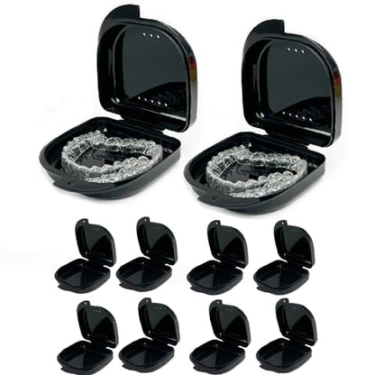 10 Pack Retainer Case,Dental Retainer Box with Vent Holes - color: Black