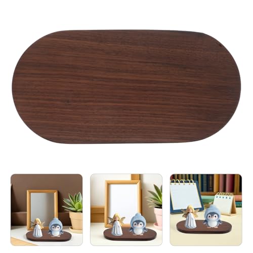 Walnut Wood Display Base Oval Pedestal Stand 9x18x1cm Solid Hardwood Tray for Home Decoration Perfume Holder and Car Ornament Showcase
