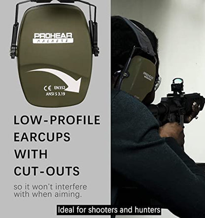 PROHEAR 016 Shooting Ear Protection Earmuffs 2 Pack, NRR 26dB for Gun Range, Hunting -Green and Brown - color: Green+brown
