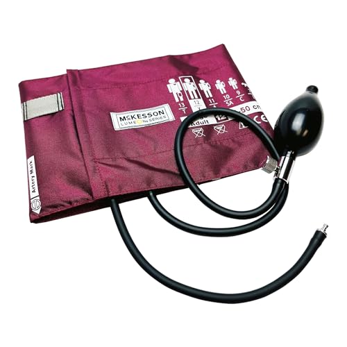 McKesson LUMEON Replacement Blood Pressure Cuff with Bulb and Valve, Nylon Cuff, 2-Tube Bladder, Burgundy, Adult Large, Gauge Not Included, 1 Count - size: (1 ct)