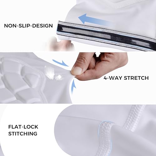 Wrestling Long Knee Pads Compression Leg Sleeves - color: White, size: Large